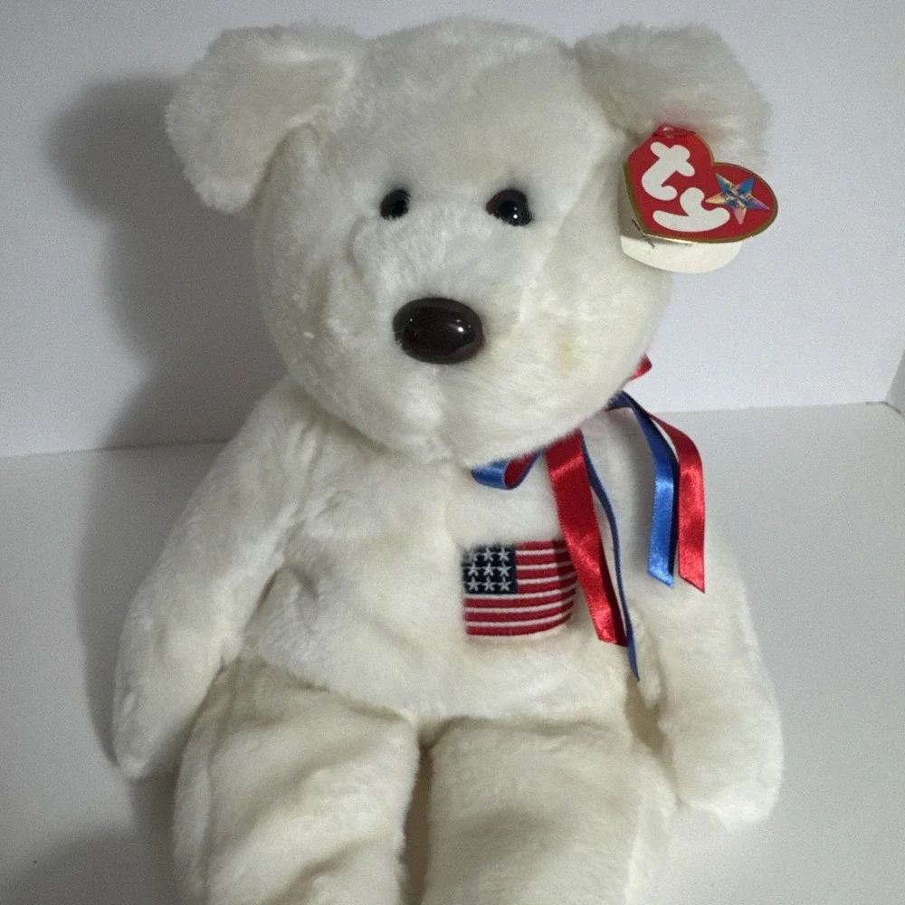 Rare Ty‎ Beanie Buddies Liberty Libearty USA Retired Patriotic Bear 14 